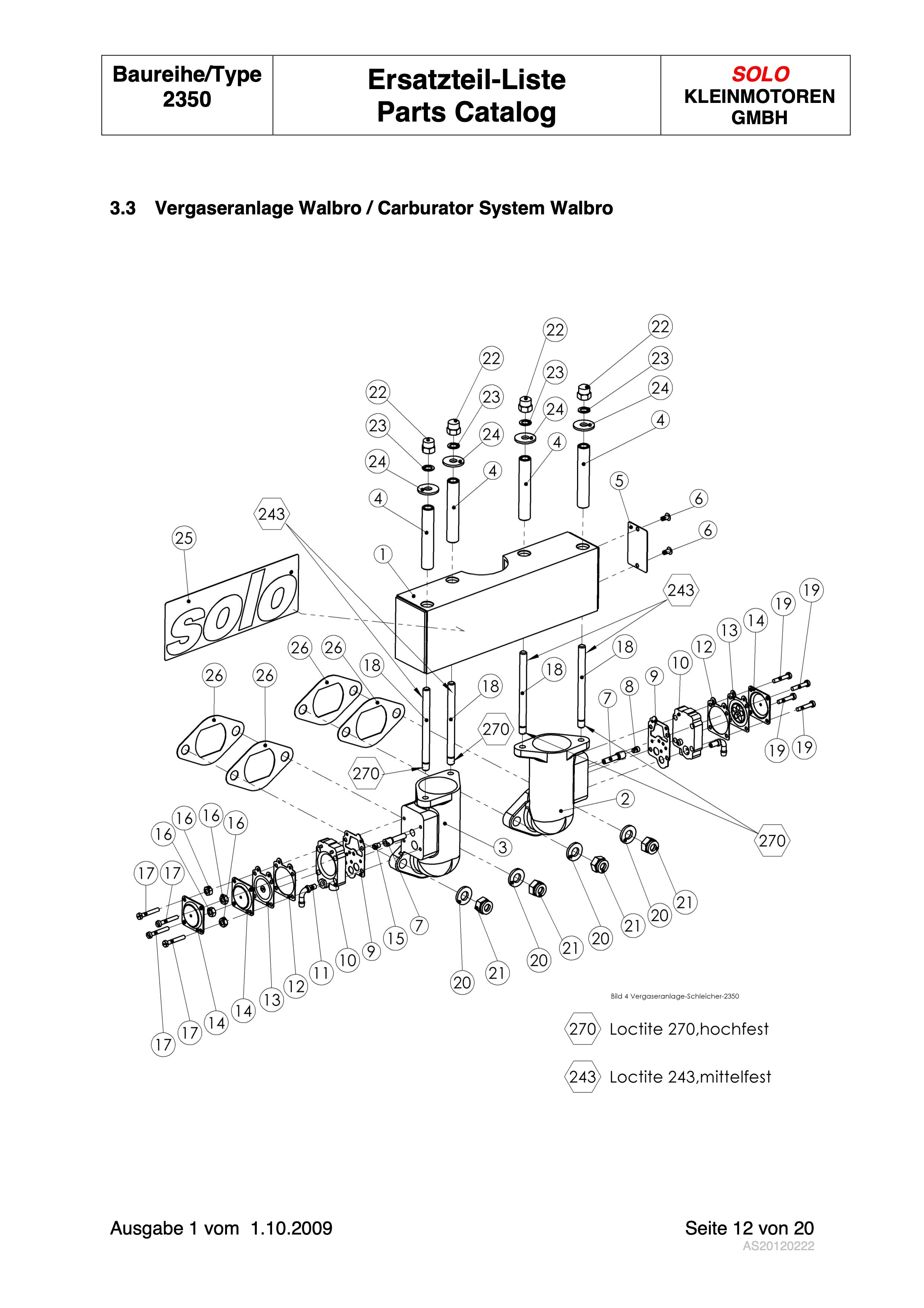 Carburettor, Walbro overhaul kit